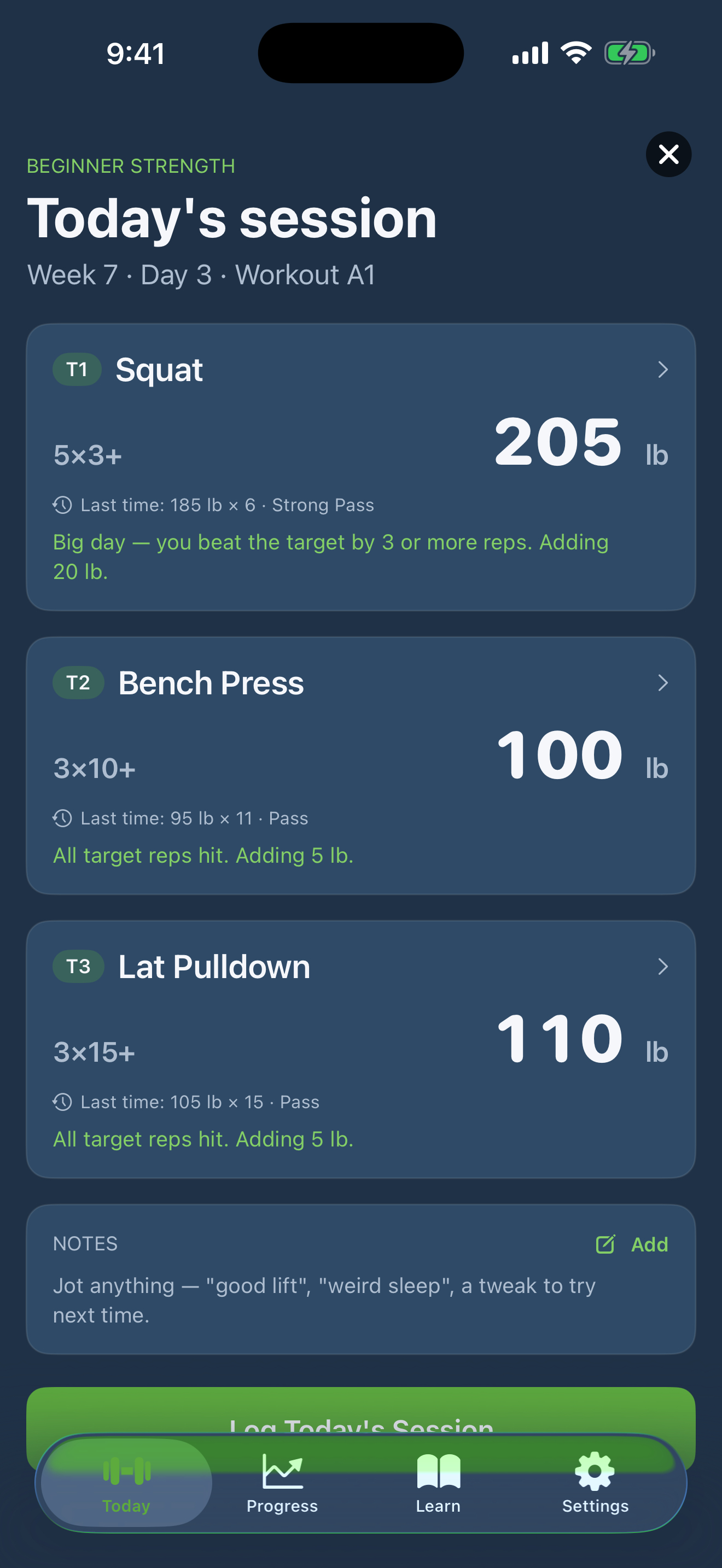 Nash Training app screen 2