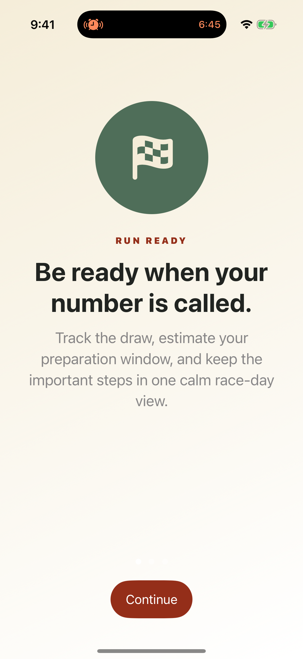 Run Ready app screen 1